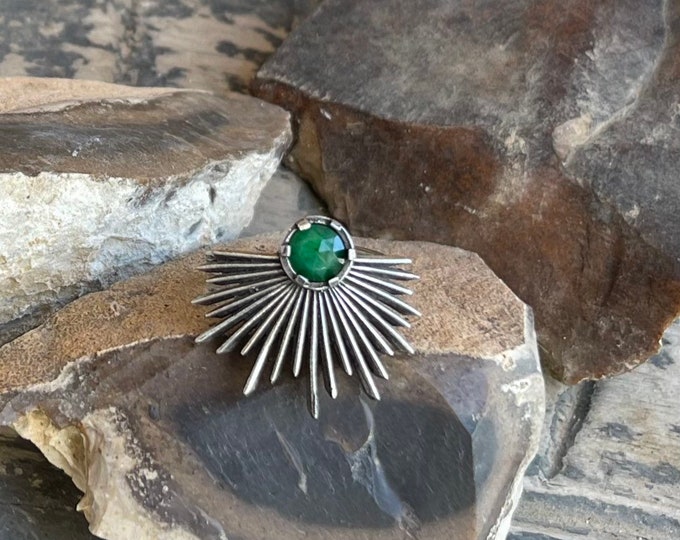 Boho Adjustable Ring, Emerald Green 14K Gold Plated Art Deco Ring, Dainty Statement Jewelry, Fantasy Ring, Oxidized Silver Ring, Gothic Ring