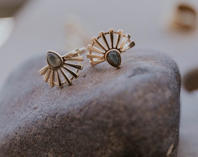 Labradorite Open Ring Dainty Gold or Silver Plated Jewelry, Unique Urban Street Fashion Jewelry Findings by Israeli Designer, Made in TLV