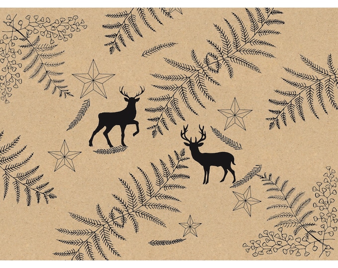 Boho Deer Christmas Wrapping Paper | Holiday Gift Wrap | Pretty Wrapping  Paper 