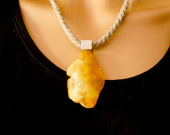 Amber Pendant, GOLD  YELLOW, genuine Amberstone,  sterling Silver 925, Bernsteinanhänger, modern, giftbox, for her, handmade, Unique