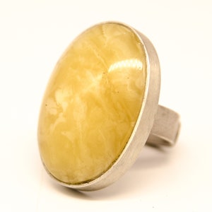 Amber Ring YELLOW, Amber Jewelry sterling Silver genuine amber, modern design, for her,  with gift box, New, UNIQUE - Handmade