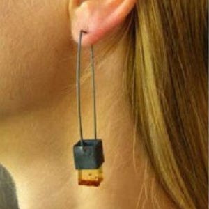 Ohrringe, Bernstein Ohrringe, Geschenk, oxidiertes Sterling Silber 925, modernes Design, Geschenkbox, NEU, UNIKAT- Hecho a mano