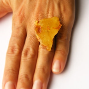 Amber Ring, genuine Amber, raw, matte Sterling Silver 925 rail, for women, giftbox, handmade, シルバー リング unique, NEW