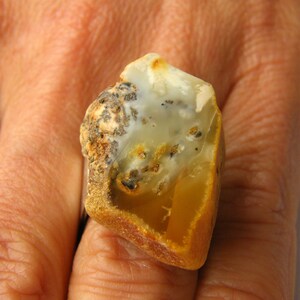 Jewelry Set, Blue Amber Pendant and Ring image 5