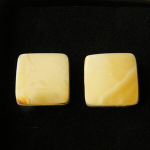 Cufflinks for Men, Baltic Amber, Silver 925, genuine Amberstone, yellow milky,  NEW Handmade UNIQUE