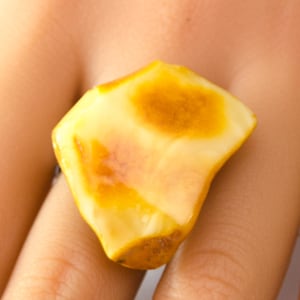 Amber Ring, sterling Silver 925 yellow, natural amberstone, modern design, for her, giftbox, New, UNIQUE Handmade