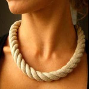 Linen necklace, made of linen, for pendant, modern, silver plated closures, customized NEU