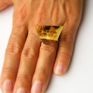 Amber Ring Sterling Silver - YELLOW transparent- genuine Amber Sterling silver, ambre, anillo, Handcrafted Silver Ring