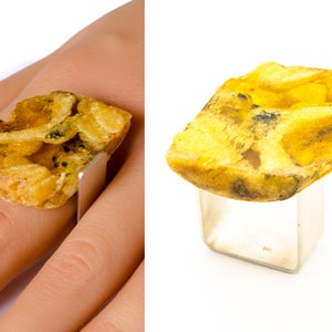 RIng, Amber Ring Sterling Silver 925, yellownatural Amber, with gift box, Jewelry UNIQUE
