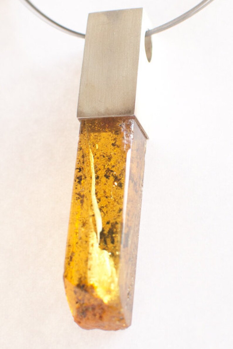 green Silver 925 UNIQUE genuine amberstone NEW Amber Pendant Pendant yellow modern