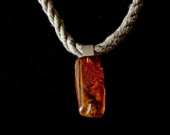 Baltic Amber Pendant Necklace, 925 Sterling Silver, Honey Orange,