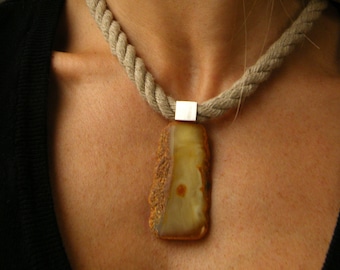 Amber Pendant, matte Silver 925 yellow, orange, genuine amberstone, nuggets, modern design, for she,giftbox, linenchain,New,UNIQUE- Handmade