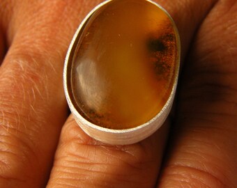 Amber Ring, Baltic Amber and Sterling Silver Ring, orange honey,  Amber Ring, Amber Jewelry, big Ring, Birthstone Ring