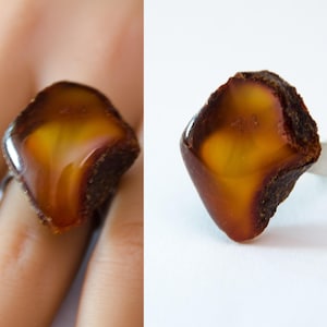 Amber Ring, BROWN, genuine amberstone, Baltic Stone Jewelry, Amber Jewelry, Sterling Silver 925 Ring