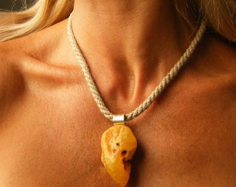 16 g Natural yellow Baltic amber pendant, Huge amber and sterling silver pendant, green-yellow amber, Natural amber pendant, Handmade