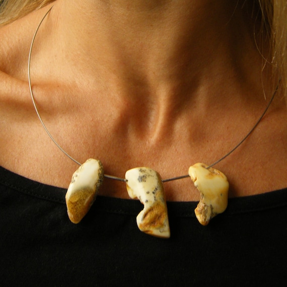 White amber necklace sale