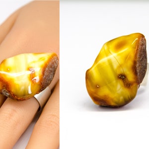 Ring, Amber Ring Sterling Silver 925, honey  orange COGNAC, modern design, gift for she, giftbox,genuine  Amber Jewelry UNIQUE