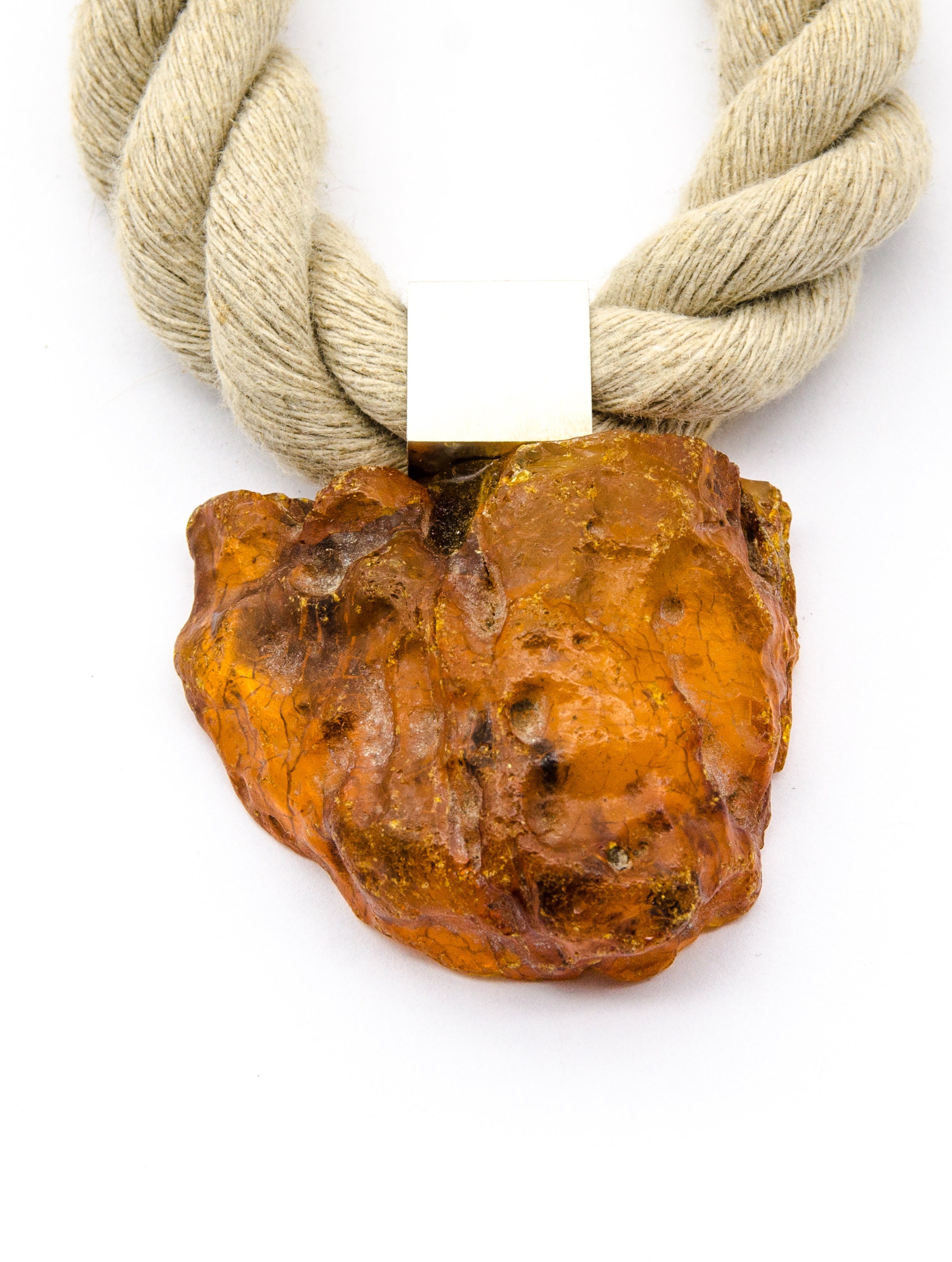 Amber Pendant, Matte Silver 925 YELLOW Gold Genuine