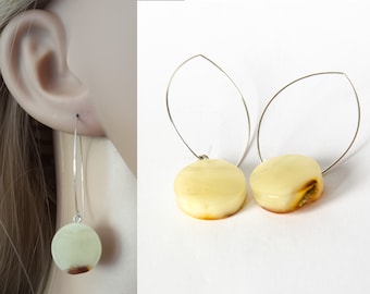 Earrings, Baltic  amber silver 925, unique  dangle earrings, Cognac, natural amber, untreated, gift box, gilft for her, Handmade