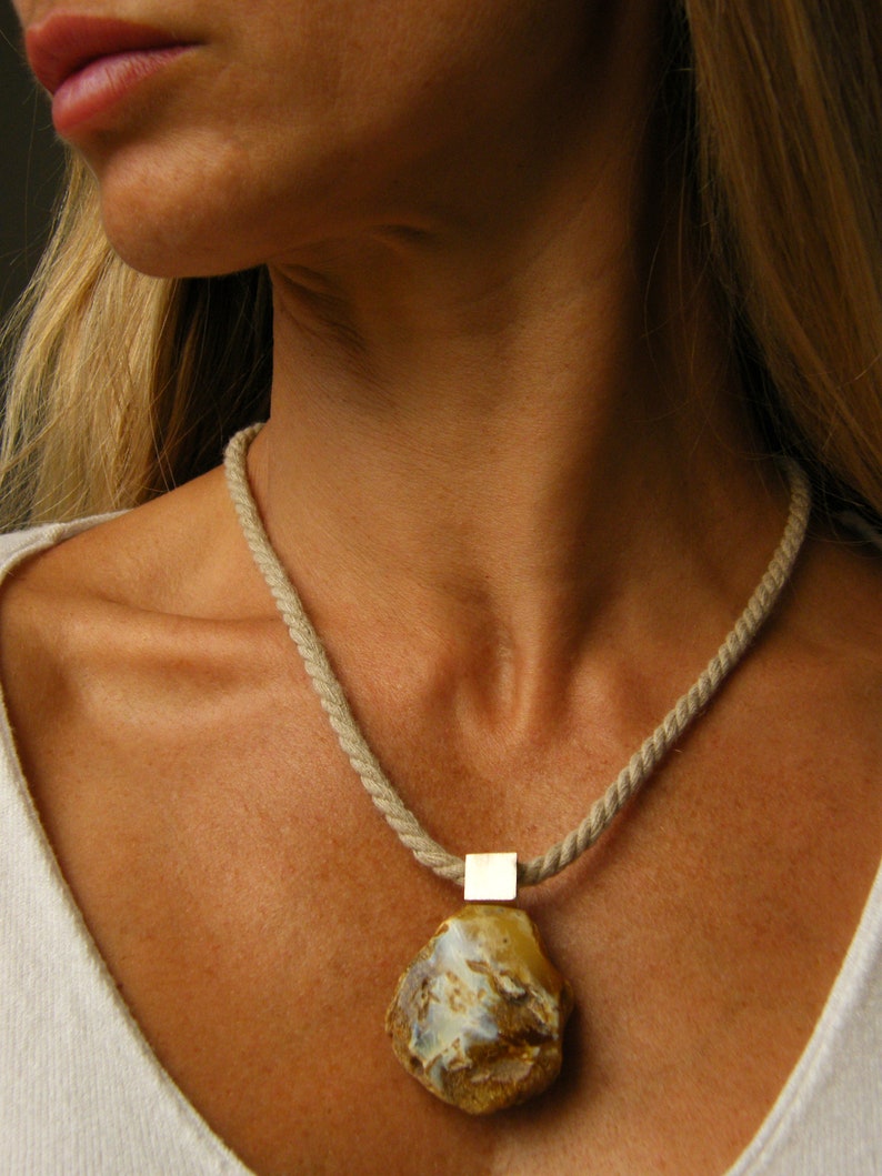 Jewelry Set, Blue Amber Pendant and Ring image 9