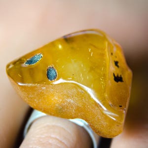 Baltic Amber Ring, Matte Sterling Silver, Square Yellow Gemstone image 4