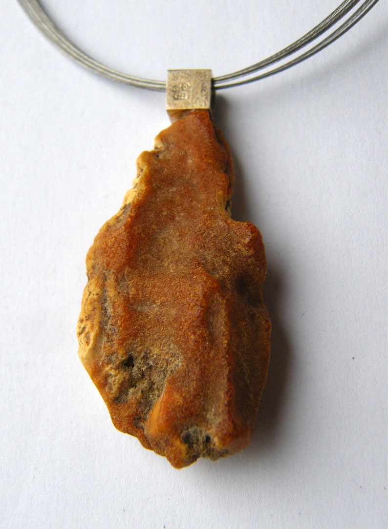 modern design genuine amberstone UNIQUE matte sterling Silver 925 necklace white giftbox,chain,New yellow Handmade Amber Pendant