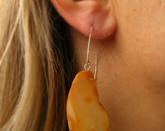 Earrings, YELLOW genuine Amber earrings,  modern, for her, gift, giftbox, sterling Silver 925, NEW, UNIQUE- Handmade