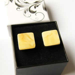 Cufflinks for Men, genuine Baltic Amber, Silver 925, Amberstone, modern, milky, white, NEW Handmade UNIQUE
