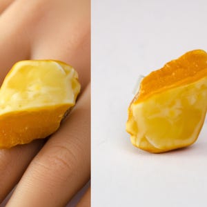 Ring Baltic Amber YELLOW ORANGE genuine Amberstone woman woman ring men jewelry unique customizable Handmade Sterling Silver 925 matt