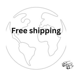 May include: A black and white graphic featuring the text "Free shipping" over a stylized outline of the Earth. The image includes a small illustration of two boxes with wires.