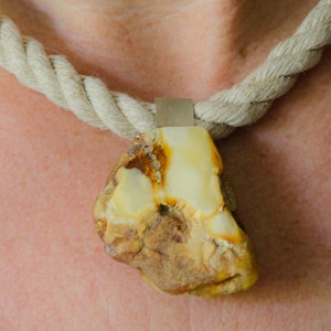 Pendant, Genuine Baltic Amber Pendant,YELLOW, matte sterling Silver 925, genuine amberstone, with chain, New, UNIQUE