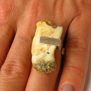 Amber ring, mosaic, matte sterling Silver rail, genuine amber, modern design, for she, giftbox, シルバー リング,New, UNIQUE-Handmade