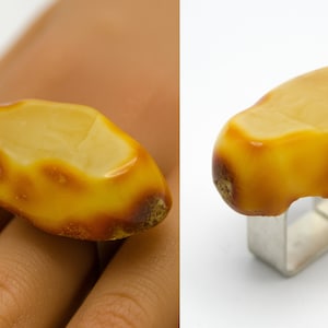 Ring Baltic Amber YELLOW genuine Amberstone woman woman ring men jewelry unique customizable Handmade Sterling Silver 925