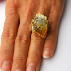 Jewelry Set, Blue Amber Pendant and Ring image 3
