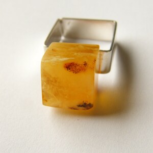 Ring, genuine Amber Ring,matte Silver 925 rail, YELLOW GOLD, nuggets, raw amber, Anello argento,Sølv ring,Bernsteinring,giftbox, Unique NEW image 4