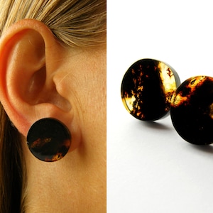 Earrings, Amber earrings, stud,  black, honey, sterling Silver 925 stud, modern, genuine amberstone, for she, giftbox, NEW, UNIQUE- Handmade