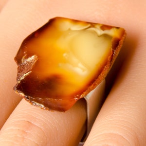 Amber Ring, COGNAG YELLOW sterling Silver rail, genuine amber, anillo ámbar, rav ring, bärnsten, barnsteen, Unique, 琥珀戒指, Handmade image 2