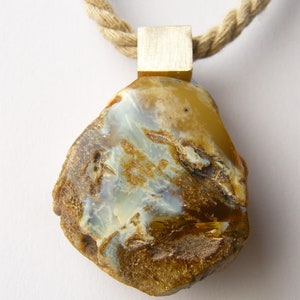 Jewelry Set, Blue Amber Pendant and Ring image 12