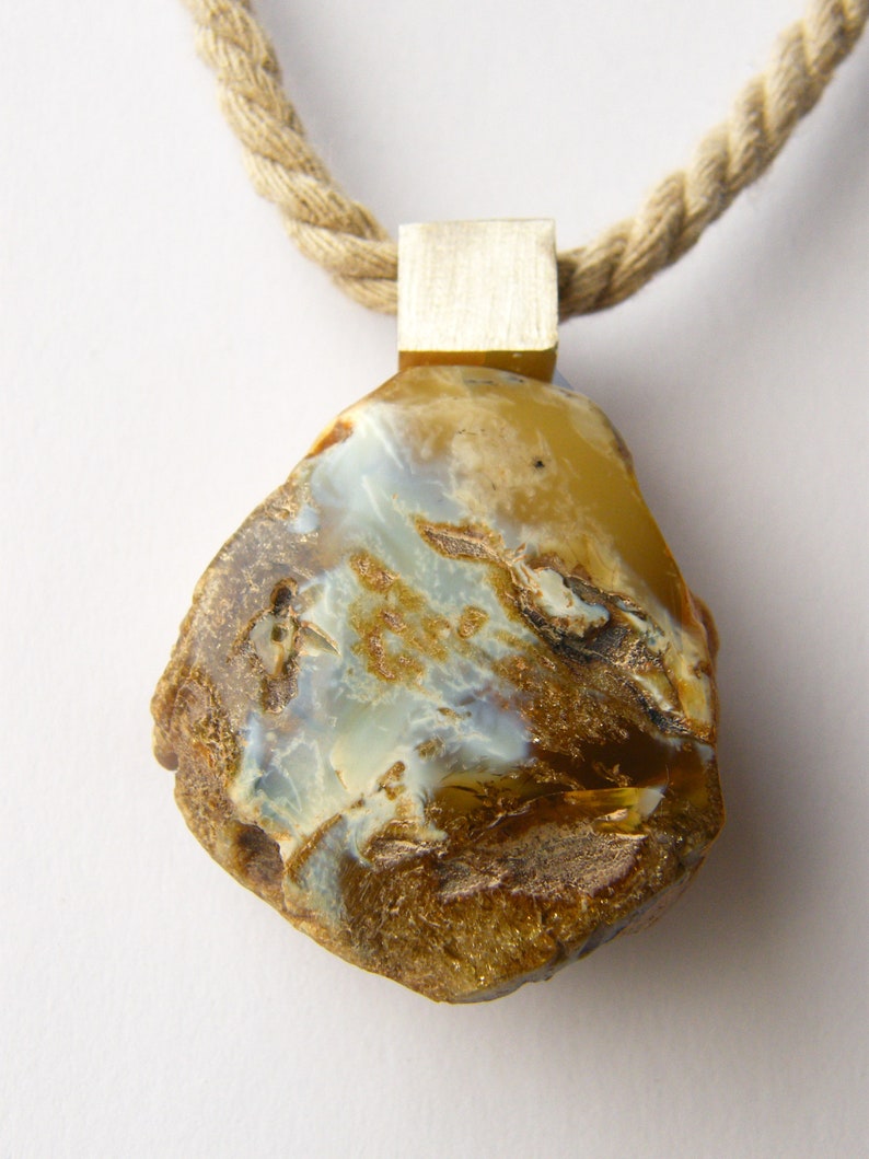 Jewelry Set, Blue Amber Pendant and Ring image 12
