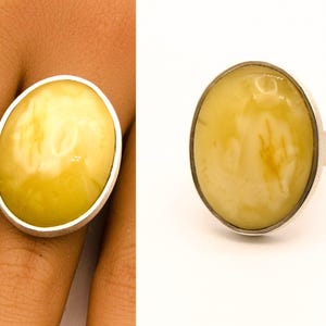 Amber Ringbaltic amber  YELLOW Amber Jewelry sterling Silver ring, genuine amber, modern design, for her,giftbox, シルバー リング,New,UNIQUE