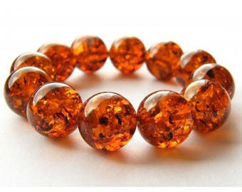 Amber bracelet, balls, amber bead amberstone, COGNAG, orange, polished, modern, gift, woman, genuine amberstone,  NEW, UNIQUE Handmade