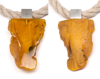 Amber Pendant, GOLD  YELLOW, genuine Amberstone,  sterling Silver 925, Bernsteinanhänger, modern, giftbox, for her, handmade, Unique