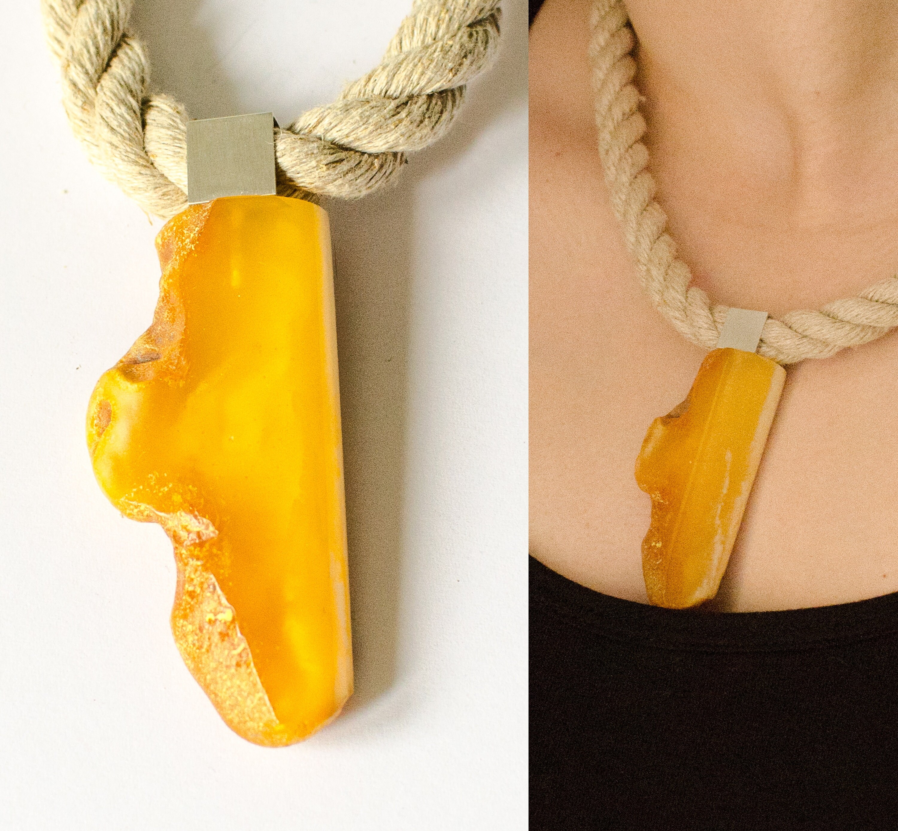 Amber Pendant UNIQUE-Handmade giftbox New for she nuggets sterling Silver 925 YELLOW natur amberstone modern design with chain