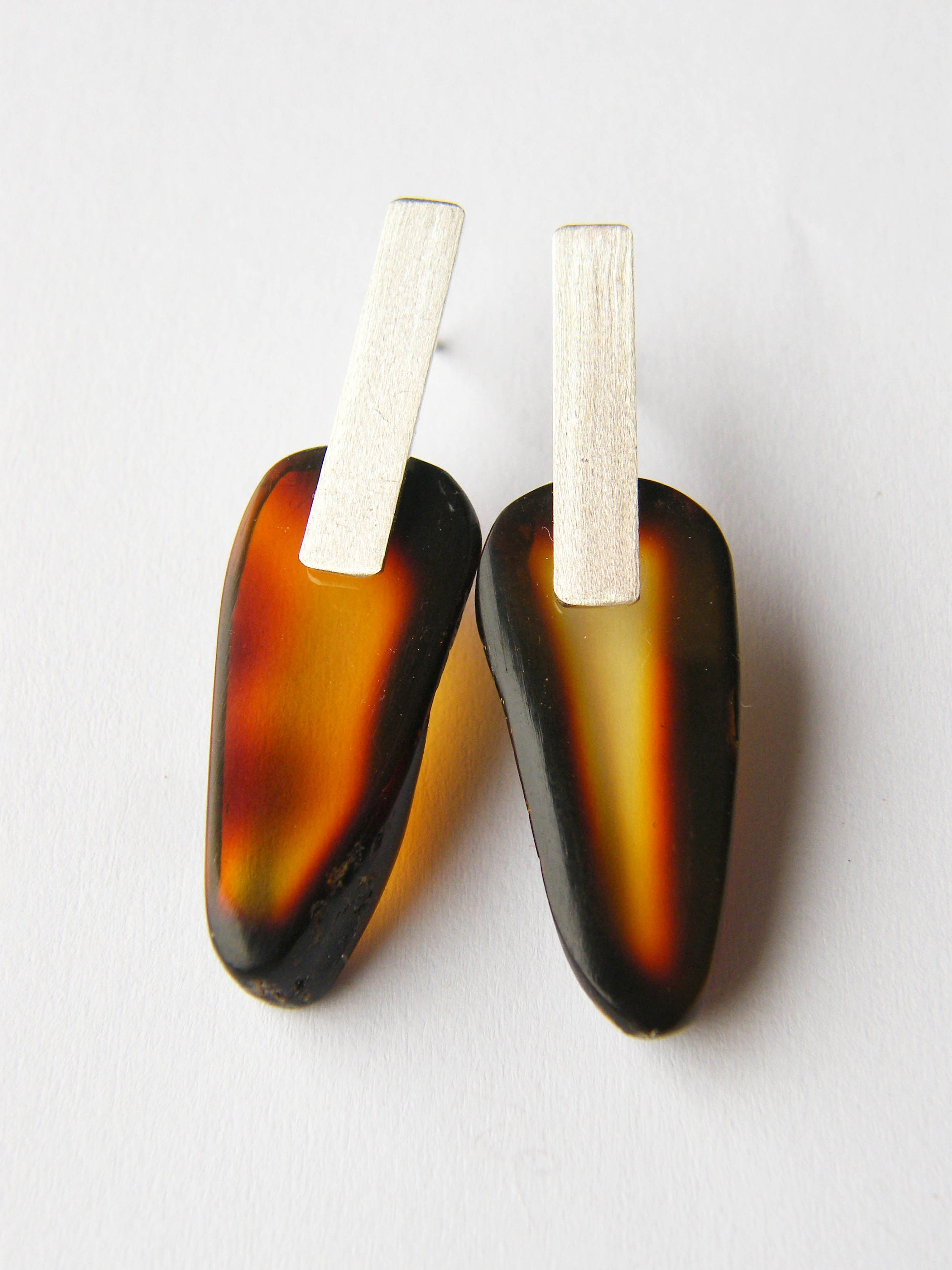 Amber earrings COGNAC Cherry matte Silver 925 genuine | Etsy