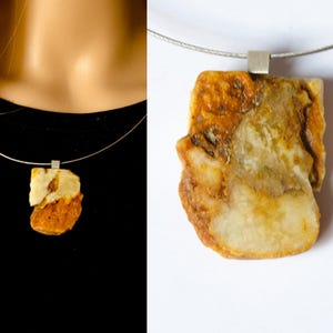 Genuine Baltic Amber Pendant, yellow brown, sterling Silver 925, ambre, bernstein anhänger, gift box, Mens jewellery, handmade, UNIQUE