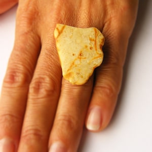 Ring Baltic Amber YELLOW ORANGE genuine Amberstone woman woman ring men jewelry unique customizable Handmade Sterling Silver 925 matt