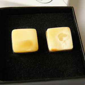 Cufflinks for Men, Baltic Amber, Silver 925, genuine Amberstone, yellow milky,  NEW Handmade UNIQUE