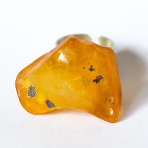 Baltic Amber Ring, Matte Sterling Silver, Square Yellow Gemstone image 8