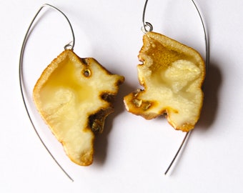 Earrings, Baltic  amber silver 925, unique  dangle earrings, BROWN, natural amber, untreated, gift box, gilft for her, Handmade