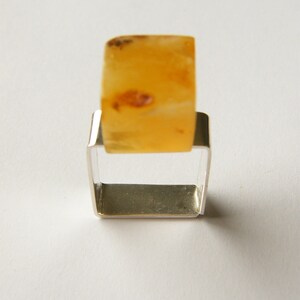 Ring, genuine Amber Ring,matte Silver 925 rail, YELLOW GOLD, nuggets, raw amber, Anello argento,Sølv ring,Bernsteinring,giftbox, Unique NEW image 3